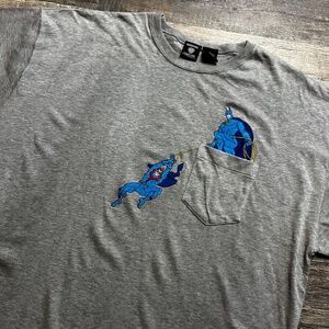 Vintage Batman Shirt Size XL Grey 90's Pockeet Tee 1997 Warner Bros KC